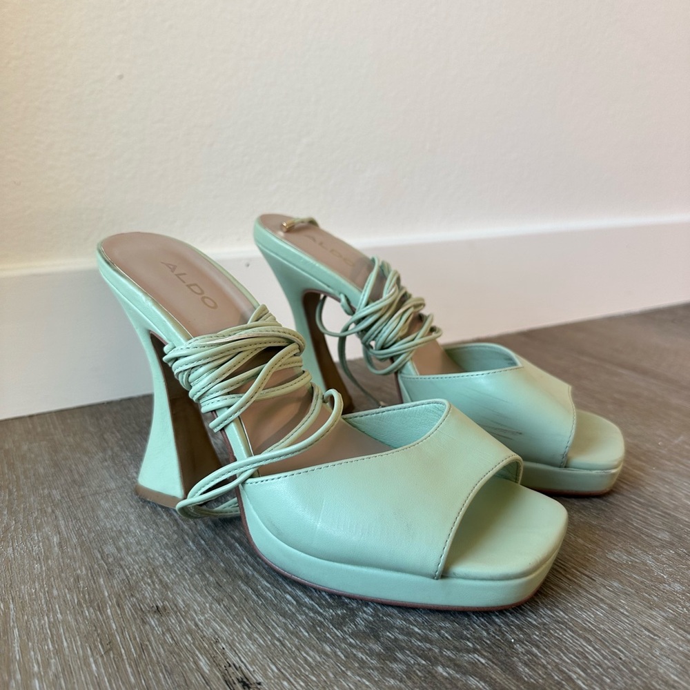 Aldo Pistachio Green Strappy Heels
